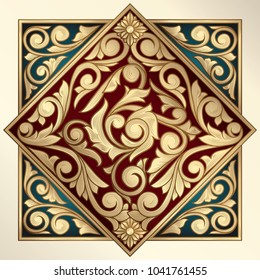 Golden ornate vintage decorative card