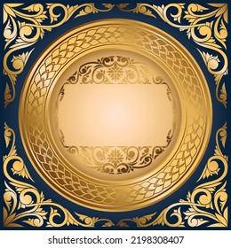 Golden ornate vintage decorative emblem