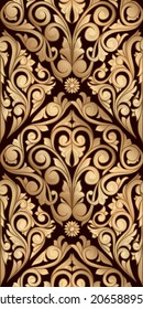 Golden ornate vintage seamless decorative pattern