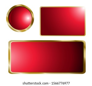 Golden outer frame, red inner background for inserting text or various tasks - vector
