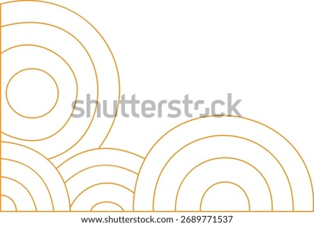 Golden outline of abstract circles and waves in a minimal corner design