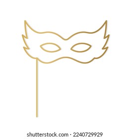 golden outline of carnival mask icon- vector illustration