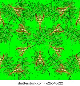 Golden outline floral decor. Vector illustration for invitations, cards, certificate, web page. Golden element on green background. Vector line art border for design template. Eastern style element.