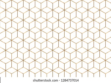 Golden outline geometric seamless pattern. Luxury style. vector illustration.