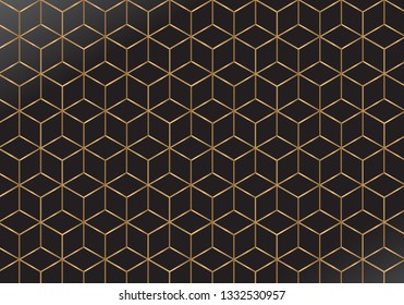 Golden outline geometric seamless pattern. Luxury style. vector illustration.