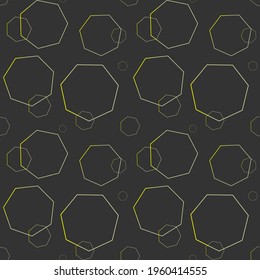 Patrón geométrico sin soldadura del contorno dorado. Fondo abstracto de mosaico de heptagon contemporáneo. Ilustración vectorial de diseño para papel de envoltura, tarjeta, camiseta, etc.