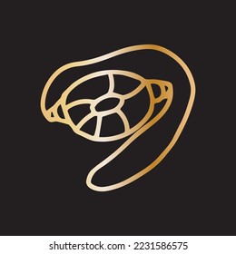 Golden outline hand drawing ocean habits vector design