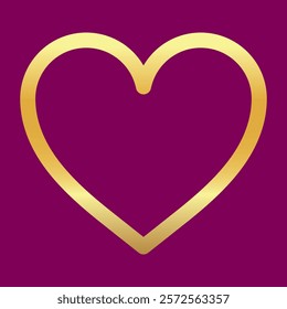 Golden outline heart icon isolated on purple background, vector illustration icon flat design. Happy Valentine's Day. I love you symbol. Healt care concept sign vector. Love and romance luxury sign.