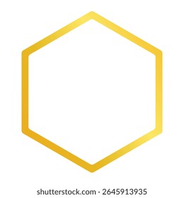 Golden Outline of a Hexagon On a White Background