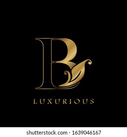 Golden Outline Initial Letter B luxury  Logo, creative vector design concept for luxurious business..