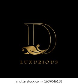 Golden Outline Initial Letter D luxury  Logo, creative vector design concept for luxurious business..