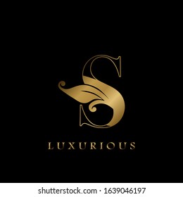 Golden Outline Initial Letter S luxury  Logo, creative vector design concept for luxurious business..