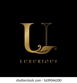 Golden Outline Initial Letter U luxury  Logo, creative vector design concept for luxurious business..