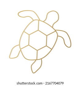 golden outline of turtle -vector illustration