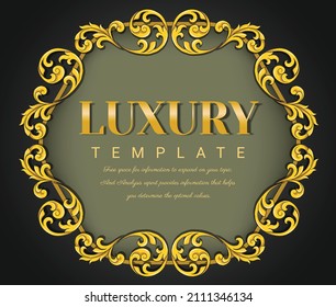 Golden outline vintage frame for invitations and greeting cards, Elegant vector, Hand drawing style. 