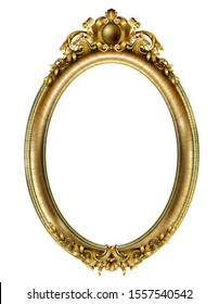 Golden oval classic rococo baroque frame. Vector graphics. Luxury frame for painting or postcard cover