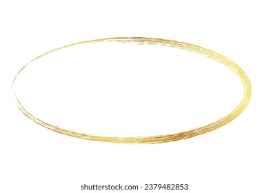 golden oval crayon frame, hand draw sketch isolated on white
