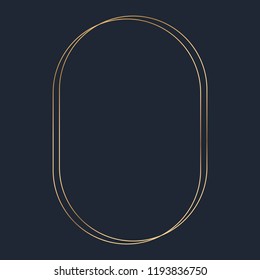Golden oval frame template vector