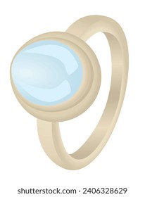 Anillo dorado oval. ilustración vectorial