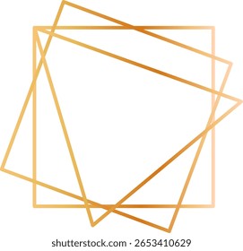 Golden overlapping squares are creating an elegant abstract design, perfect for luxury and premium projects, with a gradient effect adding depth and sophistication