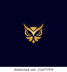 Golden owl head vector illustration for icons, symbols and logos. owl luxury logo