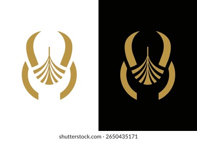 Logotipo abstrato do navio Golden Owl Viking