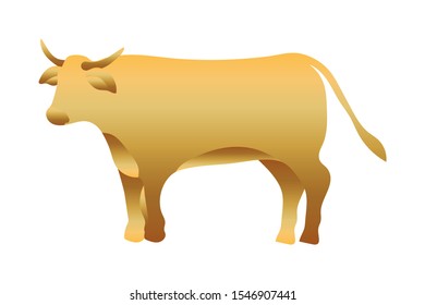 golden ox manger animal character vector illustration design