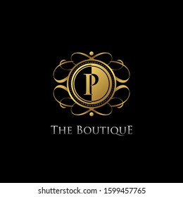 Golden P Letter Luxury Boutique Logo
