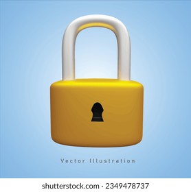 golden padlock in 3d vector illustration