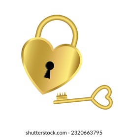Golden padlock hearts on white background.