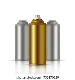 Golden Paint Aerosol Spray Metal Bottle Can, Graffiti, Deodorant, Household Chemicals, Poison.