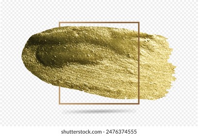 Golden paint brush stroke. collection of hand drawing gold brush stroke grunge metal texture for greeting card design on white background. abstract gold glittering art handmade vector illustration.