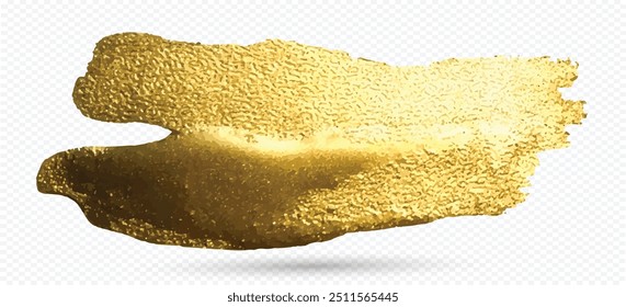 Pincelada dourada pincelada traçado textura brilhante. Traço de pincel de ouro realista com efeito metálico. Desenho de mão dourado pincelada traçado pintura ponto elemento de design.