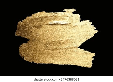 Golden paint brush stroke. gold texture brush stroke color painting design element. gold paint stokes isolated for invitation, wedding or birthday card template on transparent background.