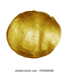 Ilustración vectorial de fondo de tinción redonda de textura de trazo de pincel de pintura dorada.
