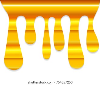  Golden paint dripping.Vector dripping background.