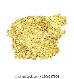 Golden Paint Glittering backdrop on a white background. Background with gold sparkles and glitter effect. Empty space for your text.  Vector illustration