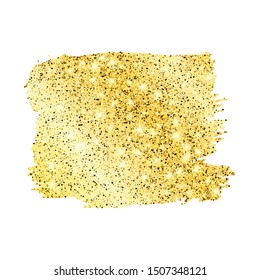 Golden Paint Glittering backdrop on a white background. Background with gold sparkles and glitter effect. Empty space for your text.  Vector illustration