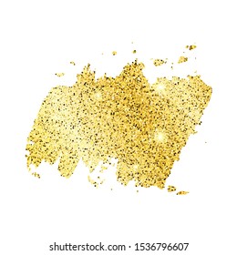 Golden Paint Glittering backdrop on a white background. Background with gold sparkles and glitter effect. Empty space for your text.  Vector illustration