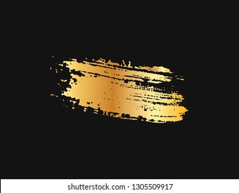 Golden paint, metallic gradient brush stroke. Artistic design element.