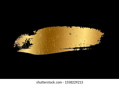 Golden paint smear stain. Vector gold brush stroke design element