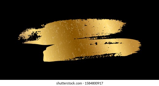 Golden paint smear stain. Vector gold brush stroke design element