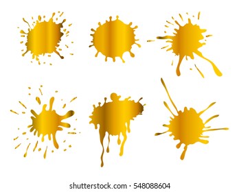 Golden paint splats.Paint splashes set for design use.Vector illustration.