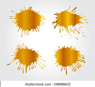 Golden paint splats.Paint splashes set for design use.Vector illustration.