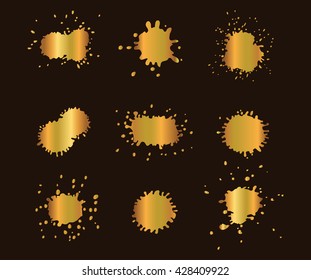 Golden Paint Splats.Vector Paint Splashes.