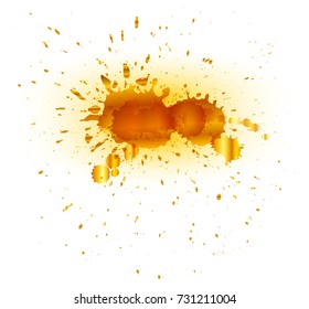 Golden paint splatters.Vector paint splashes.