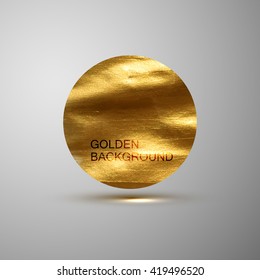 Golden paint stain banner. Vector gold paint. Abstract glittering textured stain. Vector illustration of a golden foil banner or label