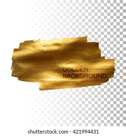 Golden paint stain banner. Vector gold paint. Abstract glittering textured stain. Vector illustration of a golden foil banner or label