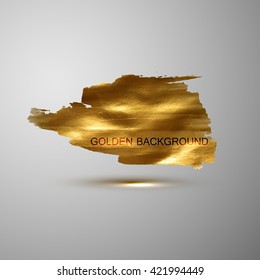 Golden paint stain banner. Vector paint. Abstract glittering textured stain. Vector illustration of a golden foil banner or label
