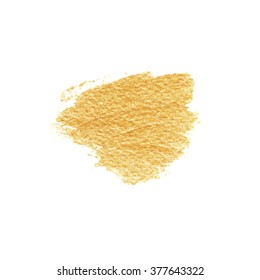 Golden paint stain. Hand drawn brush stroke, vector design element.
